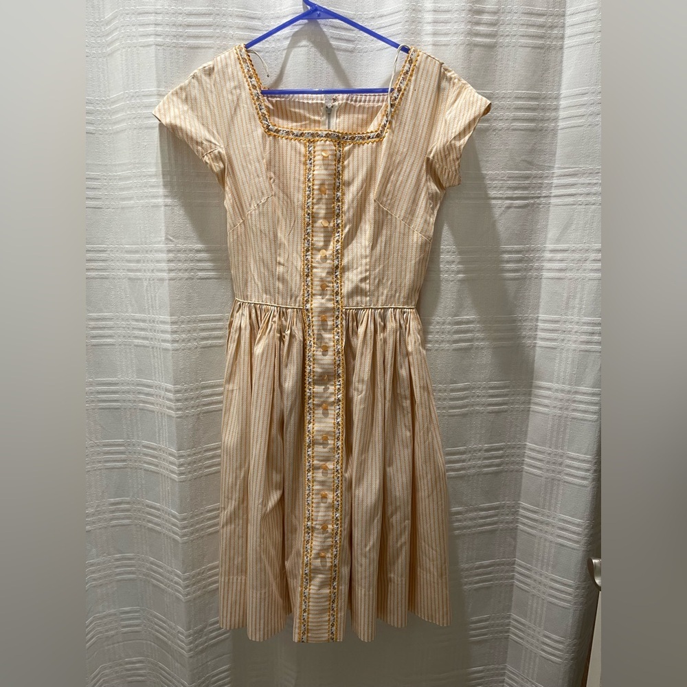 Candy Jones California 50s 60s vintage stripe Dress Retro yellow cream
